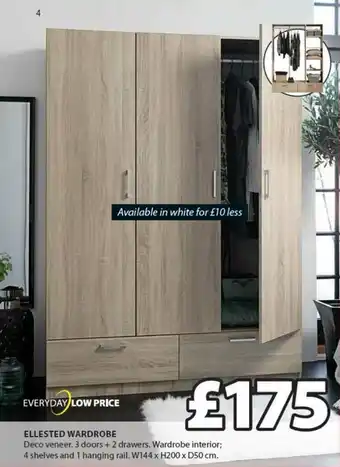 JYSK Ellested Wardrobe W144 X H200 X D50 Cm offer