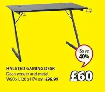 JYSK Halsted Gaming Desk W60 X L120 X H74 Cm Save 40% offer