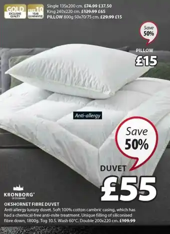 JYSK Okshornet Fibre Duvet 200x220 Cm Or Pillow Save 50% offer