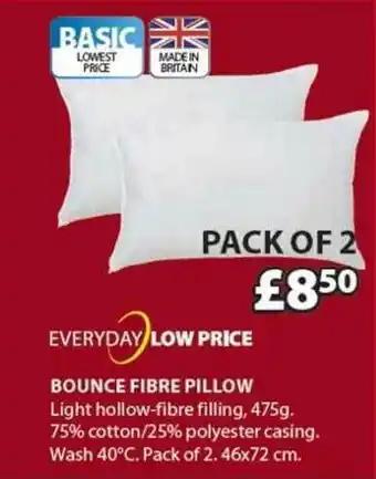 JYSK Bounce Fibre Pillow 46x72 Cm offer