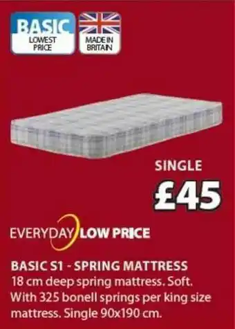 JYSK Basic S1 - Spring Mattress 90x190 Cm offer