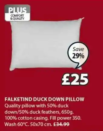 JYSK Falketind Duck Down Pillow 50x70 Cm Save 29% offer