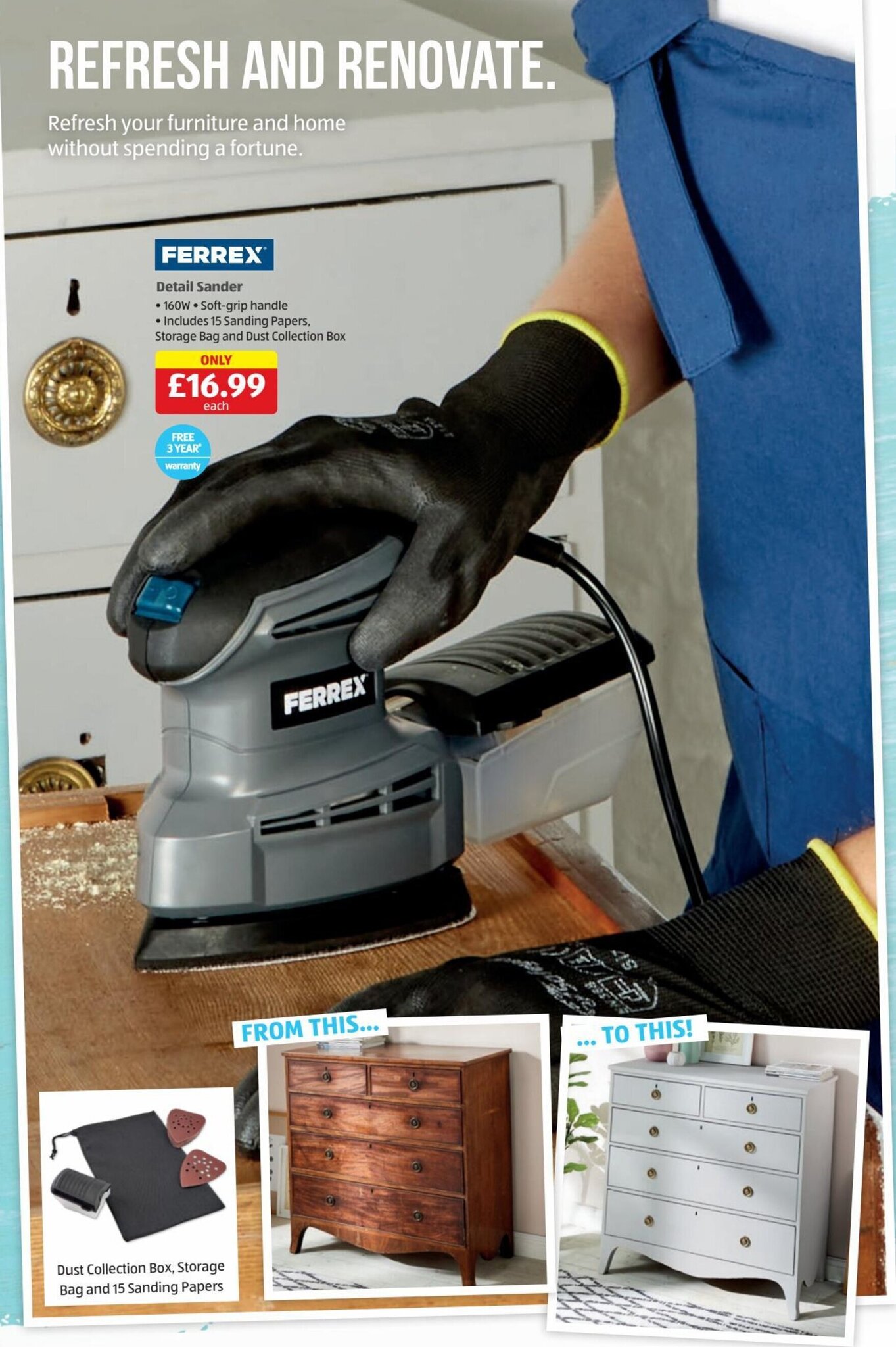 FERREX Detail Sander offer at Aldi