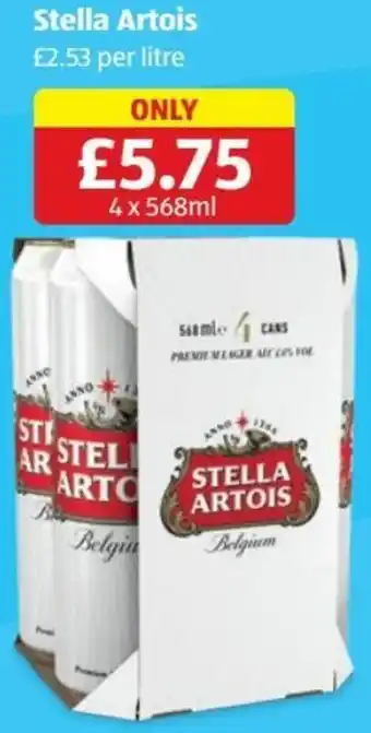 Aldi Stella Artois 4 x 568ml offer
