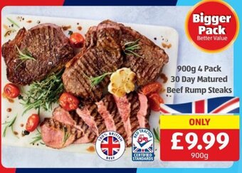 Aldi 900g 4 Pack 30 Day Matured Beef Rump Steaks offer