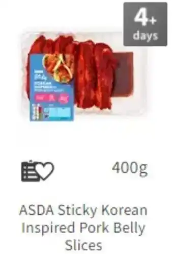 Asda ASDA Sticky Korean Inspired Pork Belly Slices 400g offer