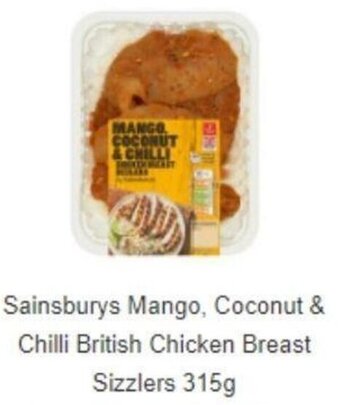 Sainsbury's Sainsburys Mango, Coconut & Chilli British Chicken Breast Sizzlers 315g offer