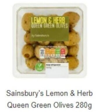 Sainsbury's Sainsbury's Lemon & Herb Queen Green Olives 280g offer