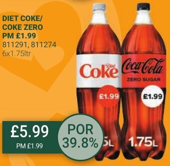 Bestway DIET COKE/ COKE ZERO PM 6X1.75ltr offer