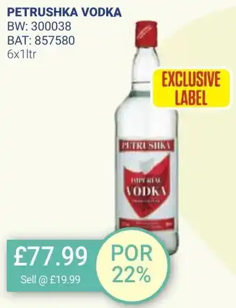Bestway PETRUSHKA VODKA 6x1ltr offer