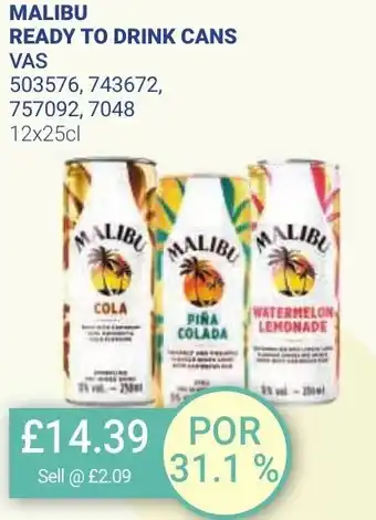 Bestway MALIBU READY TO DRINK CANS VAS 12x25cl offer