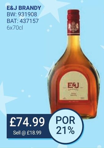 Bestway E&J BRANDY 6x70cl offer