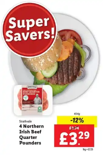 Lidl Strathvale 4 Northern Irish Beef Quarter Pounders offer
