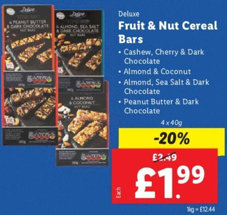 Deluxe Fruit & Nut Cereal Bars • Cashew, Cherry & Dark Chocolate Almond