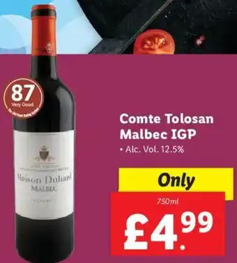 Lidl Comte Tolosan Malbec IGP • Alc. Vol. 12.5% 750ml offer