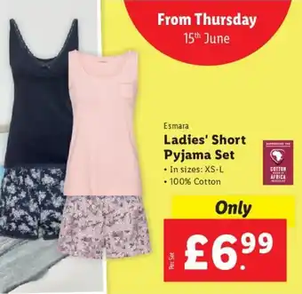 Lidl Esma Ladies' Short Pyjama Se• In sizes: XS-L • 100% Cotton offer