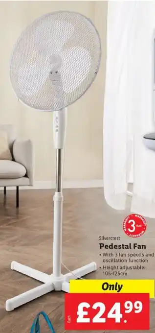 Lidl Silvercrest Pedestal Fan • With 3 fan speeds and oscillation function • Height adjustable: 105-125cm offer