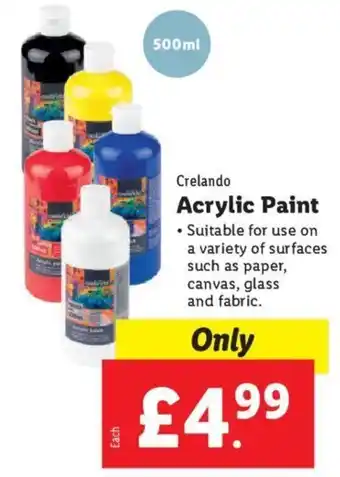 Lidl Crelando Acrylic Paint offer
