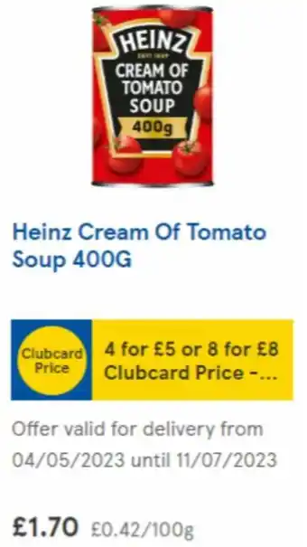 Tesco Heinz Cream Of Tomato Soup 400G offer