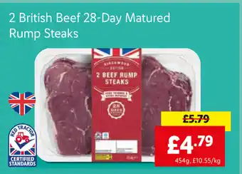 Lidl 2 British Beef 28-Day Matures Rump Steaks offer