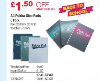 Costco A4 Pukka Glee Pads offer