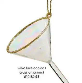 Wilko Luxe Cocktail Glass Ornament