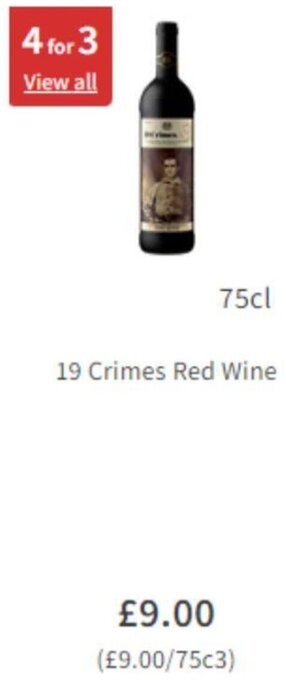 Asda 19 Crimes Red Wine 75cl offer