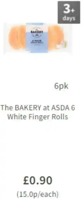 Asda The BAKERY at ASDA 6 White Finger Rolls 6pk offer