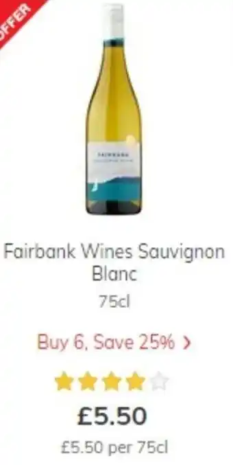 Morrisons Fairbank Wines Sauvignon Blanc 75cl offer