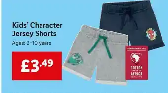 Lidl Kid's Character Jersey Shorts offer