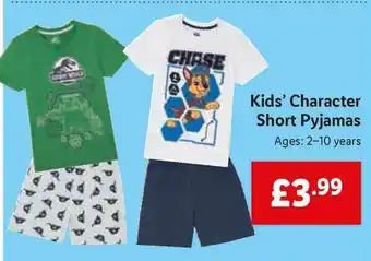 Lidl Kids' Character Short Pyjamas offer