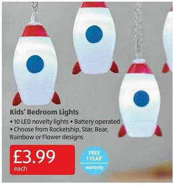 Aldi Kids' Bedroom Lights offer