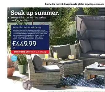 Aldi Rattan Effect Sofa Set With Canopy offer
