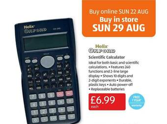 Aldi Helix Oxford Scientific Calculator offer