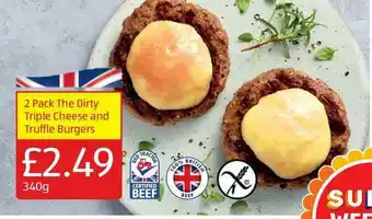 Aldi 2 Pack The Dirty Triple Cheese And Truffle Burgers offer