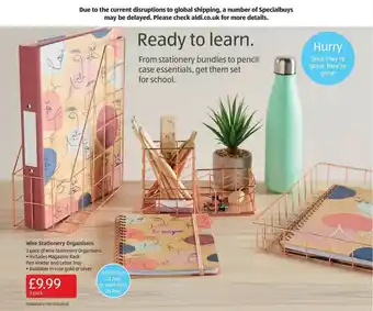 Aldi Wire Stationery Organisers offer