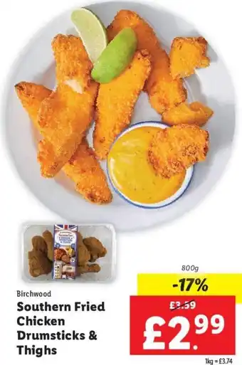 Lidl Birchwood Southern Fried Chicken Drumsticks & Thighs 800 g offer