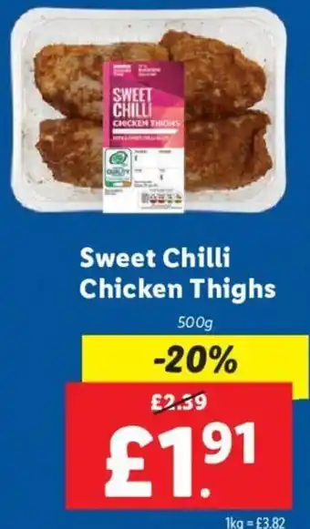 Lidl Sweet Chilli Chicken Thighs 500 g offer