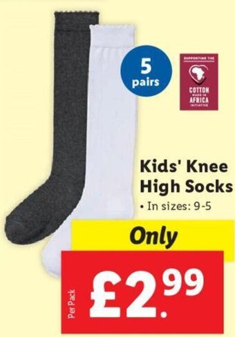 Lidl Kids' Knee High Socks • In sizes: 9-5 offer