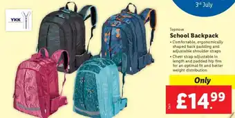 Lidl Topmove School Backpack offer
