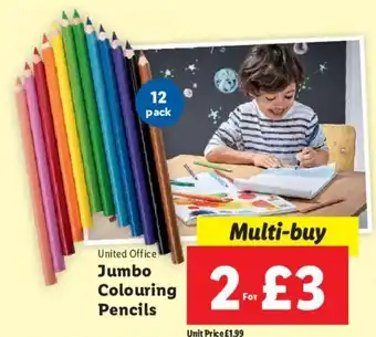 Lidl United Office Jumbo Colouring Pencils 2 for offer