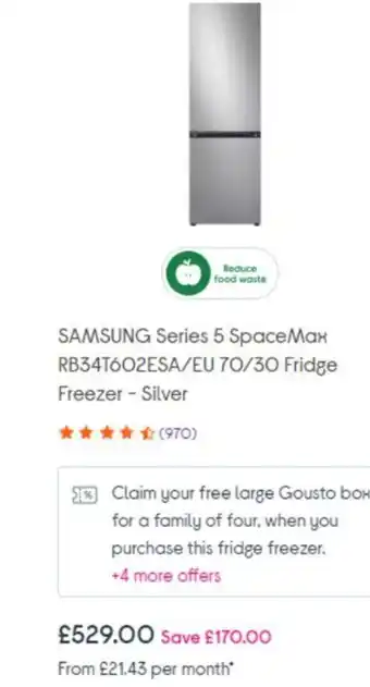 Currys PC World SAMSUNG Series 5 SpaceMax RB34T602ESA/EU 70/30 Fridge offer