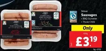 Lidl Deluxe Sausages 454g offer
