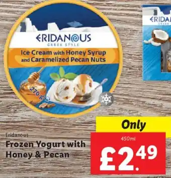 Lidl Eridanous Frozen Yogurt with Honey & Pecan 450 ml offer