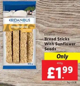 Lidl Eridanous Bread Sticks With Sunflower Seeds 400 g offer