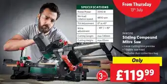 Lidl PARKSIDE Sliding Compound Mitre Saw offer