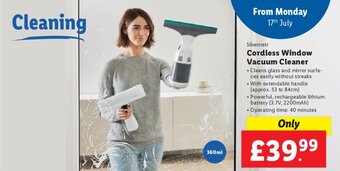 Lidl Silvercrest Cordless Window Vacuum Cleaner offer