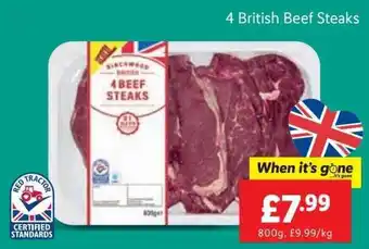 Lidl 4 British Beef Steaks offer