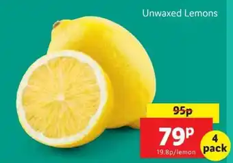 Lidl Unwaxed Lemons 4 pack offer