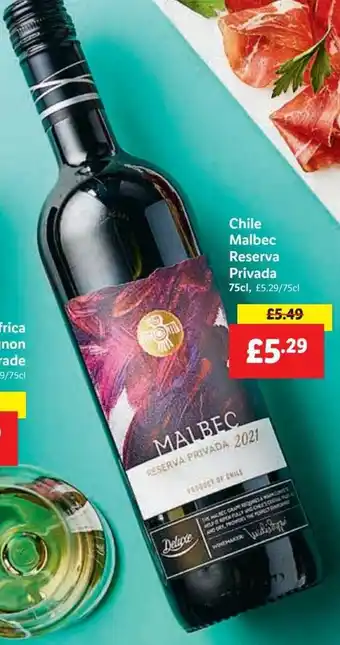 Lidl Chile Malbec Reserva Privada 75cl offer